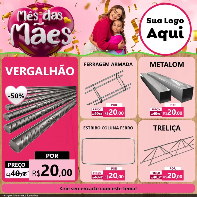 Modelo de Rede Social para Feed Facebook com o tema Mês das Mães para Ferragens