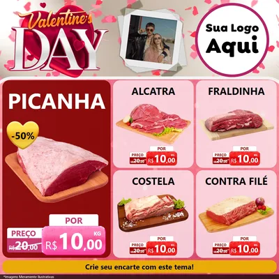 Modelo de Rede Social para Feed Facebook com o tema Valentine's Day para Açougue