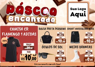 Modelo de Encarte para Encarte A4 Horizontal com o tema Páscoa Encantada para Roupas e acessórios