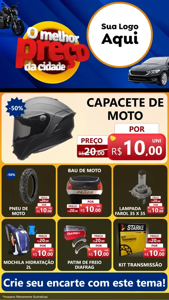 Modelo de Rede Social para Stories com o tema O Melhor Preço da Cidade - Auto e Motopeças para Moto peças