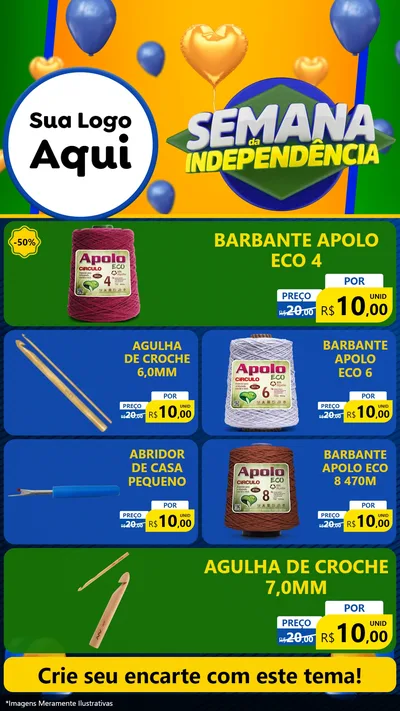 Modelo de TV para TV Vertical com o tema Semana da Independência para Armarinho e Aviamentos