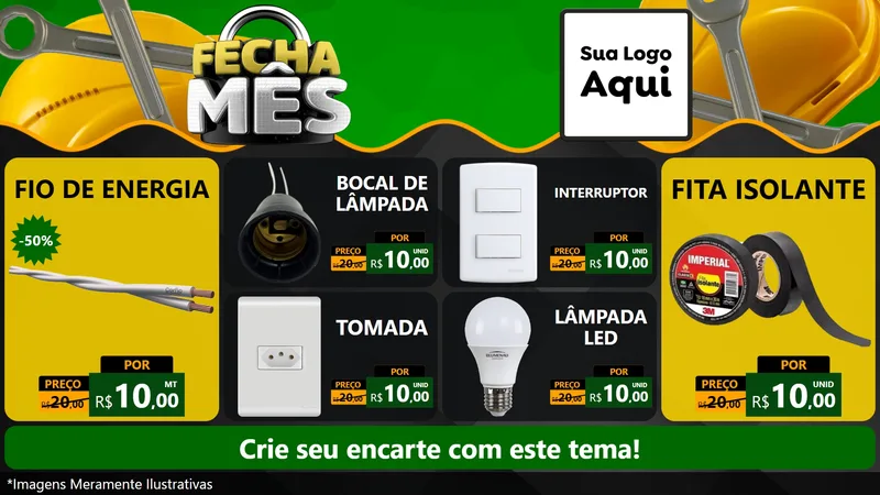 Modelo de TV para TV Horizontal com o tema Fecha Mês para Materiais Elétricos
