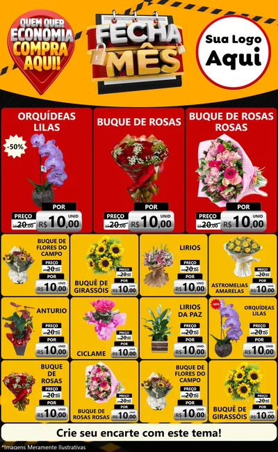 Modelo de Encarte para Encarte Grande com o tema Fecha Mês para Floricultura e jardim
