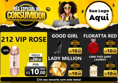 Modelo de Encarte para Encarte A4 Horizontal com o tema Mês Especial do Consumidor para Perfumes