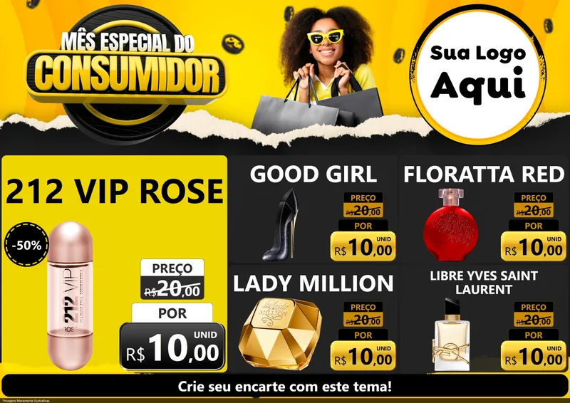 Modelo de Encarte para Encarte A4 Horizontal com o tema Mês Especial do Consumidor para Perfumes