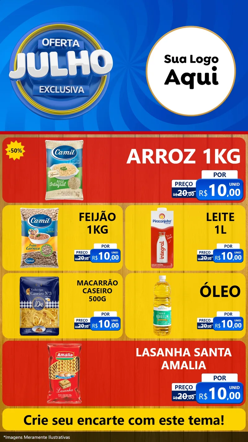 Modelo de TV para TV Vertical com o tema Oferta Exclusiva, Julho para Supermercado