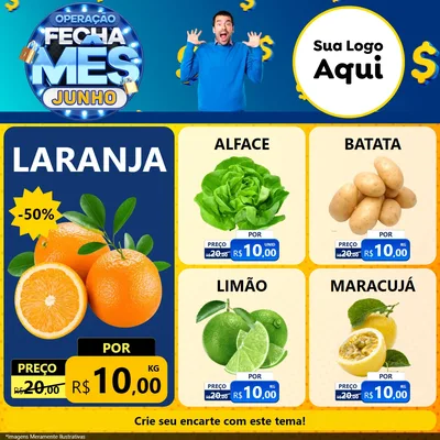 Modelo de Rede Social para Feed Facebook com o tema Operação Fecha Mês, Junho para Hortifrúti