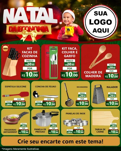 Modelo de Rede Social para Feed Instagram com o tema Natal da Economia para Utilidades Domésticas