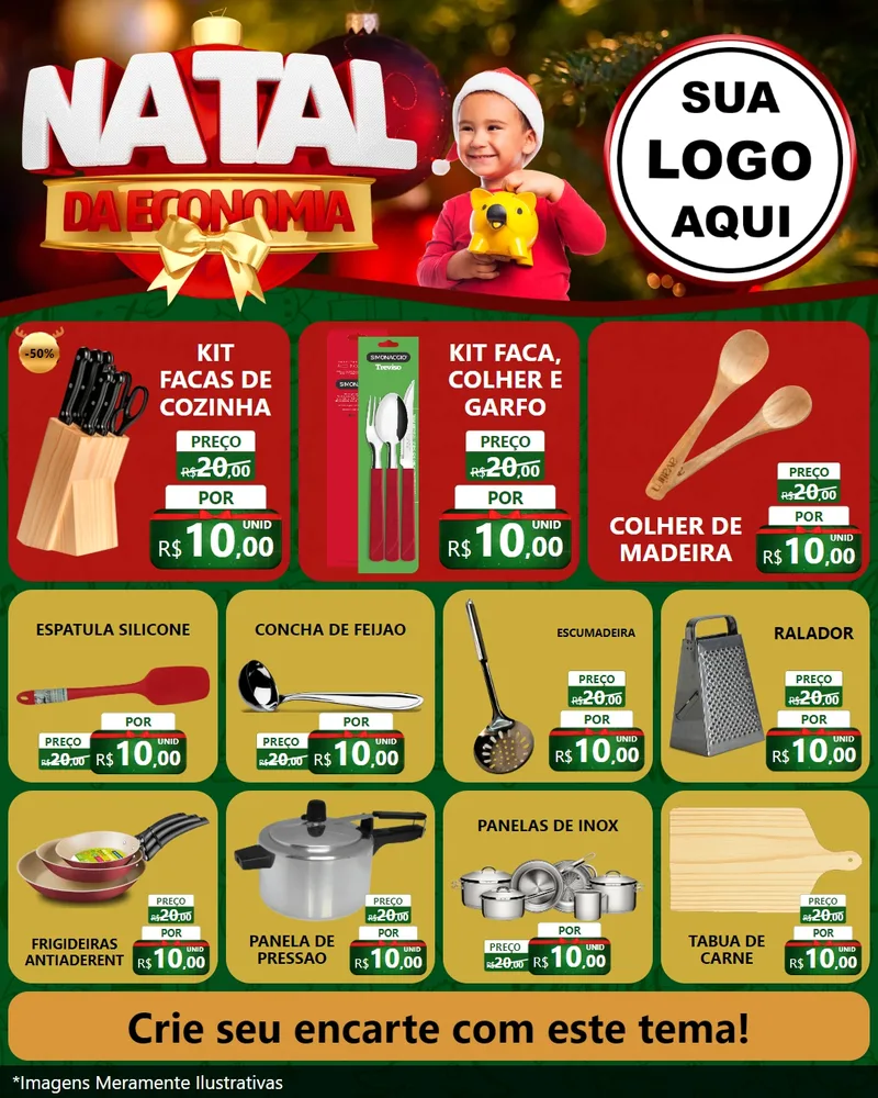 Modelo de Rede Social para Feed Instagram com o tema Natal da Economia para Utilidades Domésticas