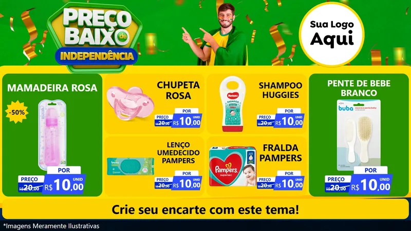 Modelo de TV para TV Horizontal com o tema Preço Baixo de Independência para Bebês