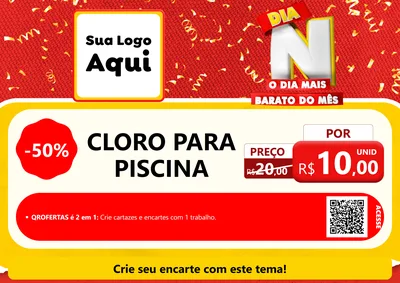Modelo de Cartaz para Cartaz A4 Horizontal com o tema Dia N o Dia Mais Barato do Mês para Produtos para Piscina