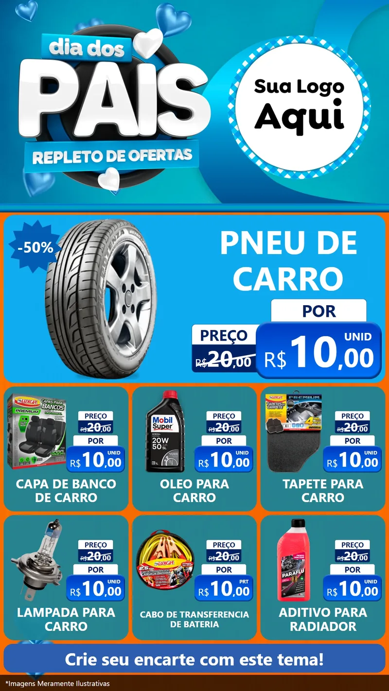 Modelo de Rede Social para Stories com o tema Dia Dos Pais Repleto de Ofertas para Auto peças