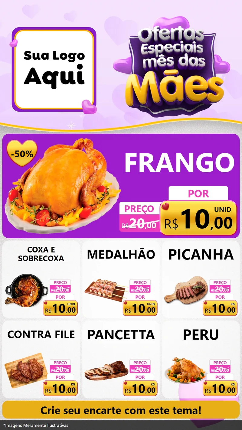Modelo de Rede Social para Stories com o tema Ofertas Especiais - Mês das Mães para Assados