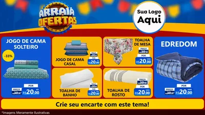 Modelo de TV para TV Horizontal com o tema Arraiá de Ofertas - Junina para Cama, Mesa e Banho
