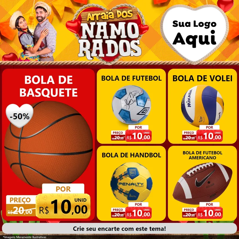 Modelo de Rede Social para Feed Facebook com o tema Arraiá dos Namorados para Artigos Esportivos