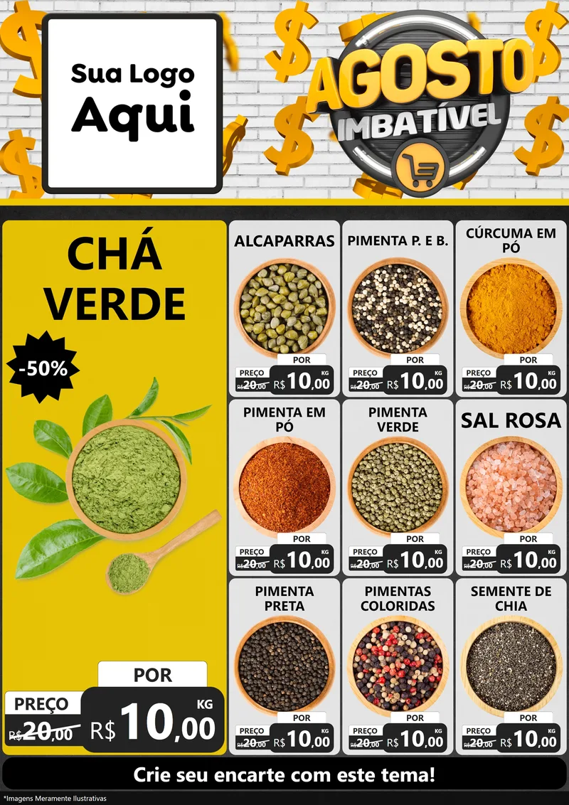 Modelo de Encarte para Encarte A4 Vertical com o tema Agosto imbatível para Produtos Naturais