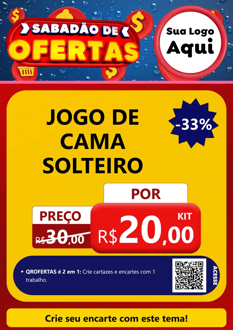 Modelo de Cartaz para Cartaz A4 Vertical com o tema Sabadão de Ofertas para Cama, Mesa e Banho