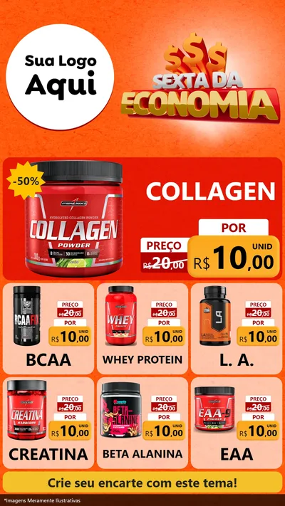 Modelo de Rede Social para Stories com o tema Sexta da Economia para Suplementos alimentares