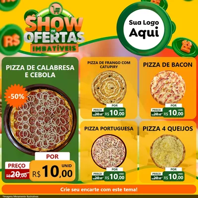 Modelo de Rede Social para Feed Facebook com o tema Show de Ofertas Imbatíveis para Pizzaria