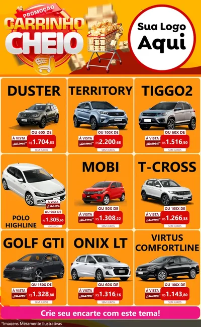 Modelo de Encarte para Encarte Grande com o tema Promoção carrinho cheio para Concessionaria de Carros