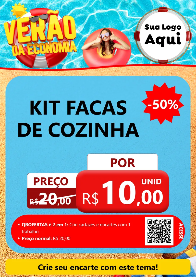 Modelo de Cartaz para Cartaz A4 Vertical com o tema Verão da Economia para Utilidades Domésticas