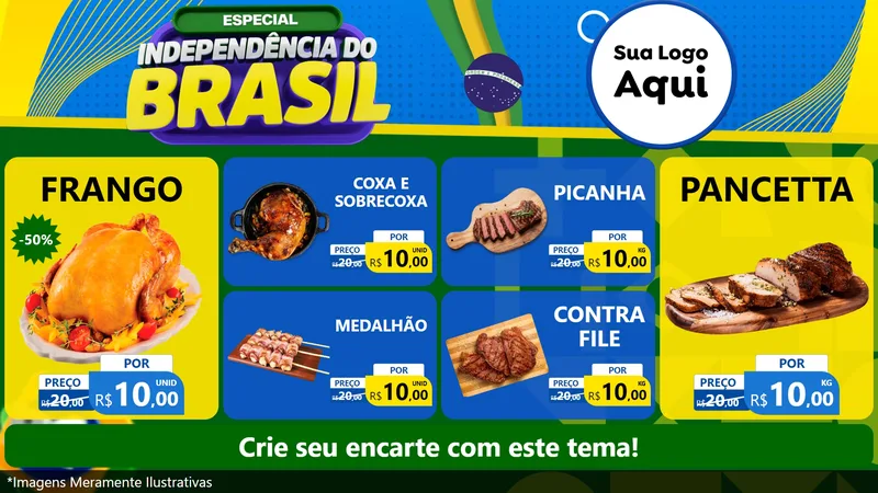 Modelo de TV para TV Horizontal com o tema Especial Independência do Brasil para Assados