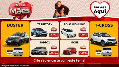 Modelo de TV para TV Horizontal com o tema Mês das Mães para Concessionaria de Carros