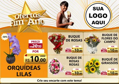 Modelo de Encarte para Encarte A4 Horizontal com o tema Ofertas Fim de Ano para Floricultura e jardim
