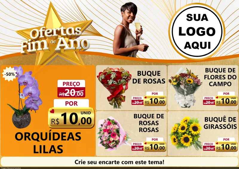 Modelo de Encarte para Encarte A4 Horizontal com o tema Ofertas Fim de Ano para Floricultura e jardim