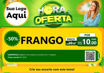 Modelo de Cartaz para Cartaz A4 Horizontal com o tema Hora da Oferta para Assados