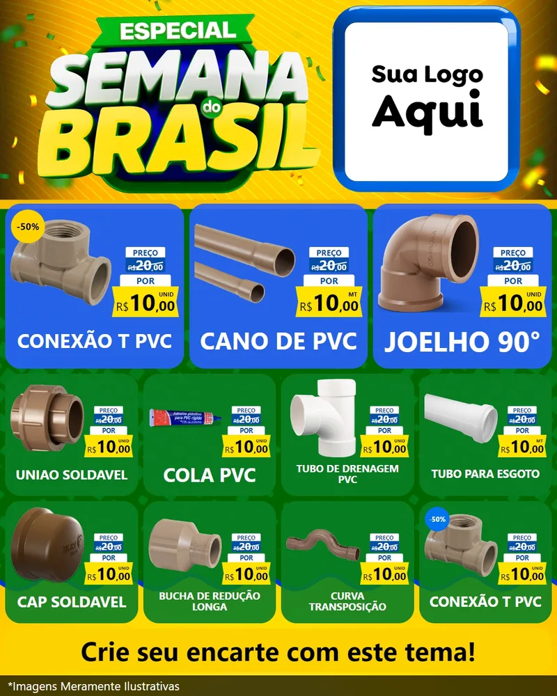 Modelo de Rede Social para Feed Instagram com o tema Especial Semana do Brasil para Tubos e conexões
