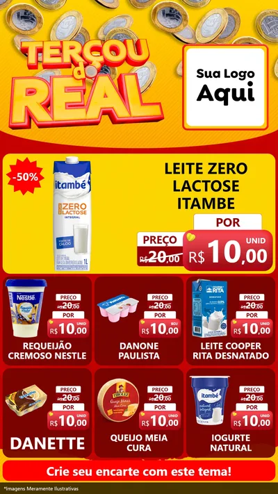 Modelo de Rede Social para Stories com o tema Terçou do Real para Frios e Laticínios