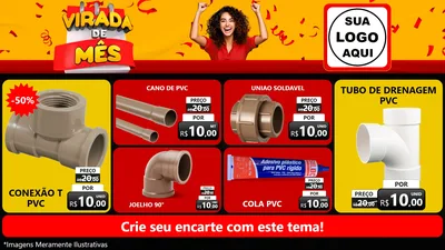 Modelo de TV para TV Horizontal com o tema Virada de Mês para Tubos e conexões