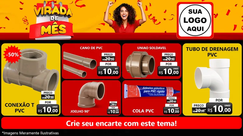 Modelo de TV para TV Horizontal com o tema Virada de Mês para Tubos e conexões