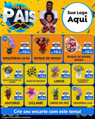 Modelo de Rede Social para Feed Instagram com o tema Dia dos Pais para Floricultura e jardim