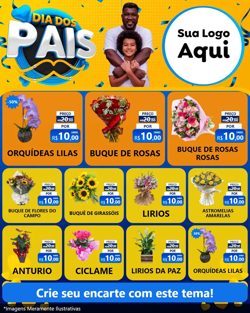 Modelo de Rede Social para Feed Instagram com o tema Dia dos Pais para Floricultura e jardim