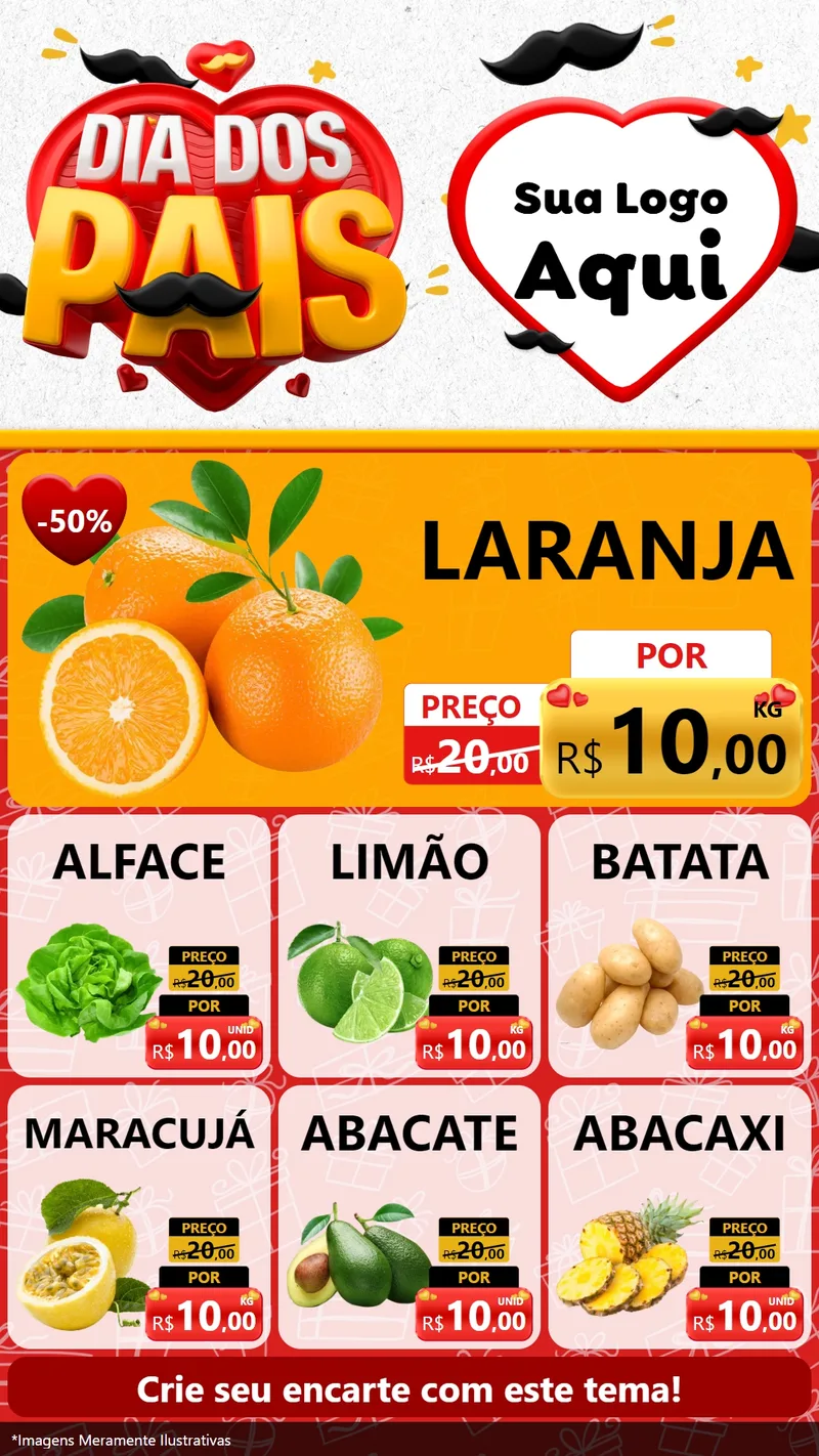 Modelo de Rede Social para Stories com o tema Dia dos Pais para Hortifrúti