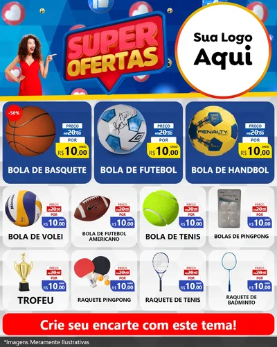 Modelo de Rede Social para Feed Instagram com o tema Super Ofertas para Artigos Esportivos