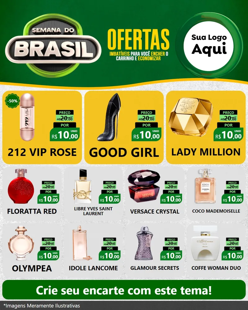 Modelo de Rede Social para Feed Instagram com o tema Semana do Brasil para Perfumes