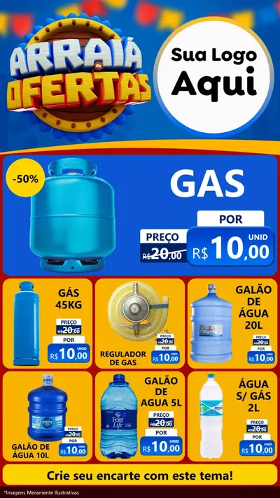 Modelo de Rede Social para Stories com o tema Arraiá de Ofertas - Junina para Água e gás