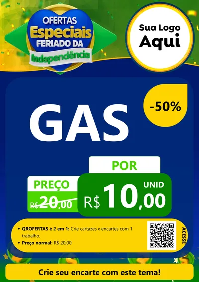Modelo de Cartaz para Cartaz A4 Vertical com o tema Ofertas Especiais Feriado da Independência para Água e gás