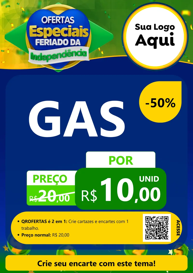 Modelo de Cartaz para Cartaz A4 Vertical com o tema Ofertas Especiais Feriado da Independência para Água e gás