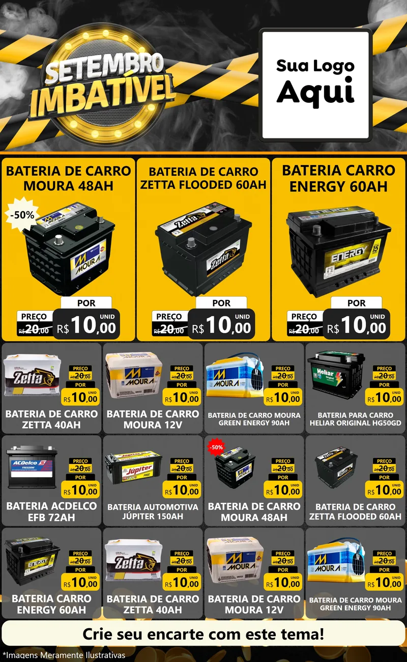 Modelo de Encarte para Encarte Grande com o tema Setembro Imbatível para Baterias Elétricas