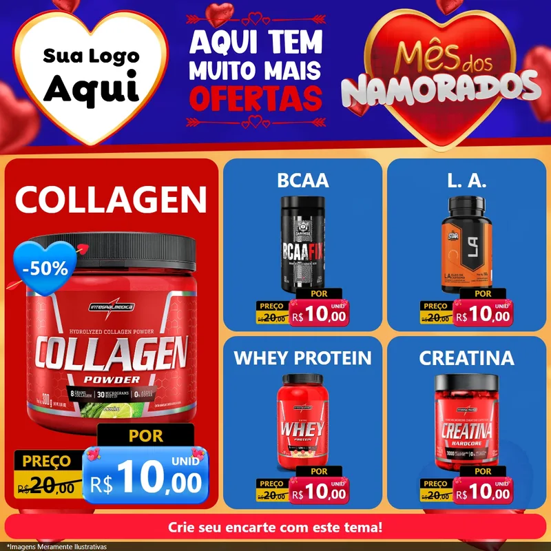 Modelo de Rede Social para Feed Facebook com o tema Mês dos Namorados para Suplementos alimentares