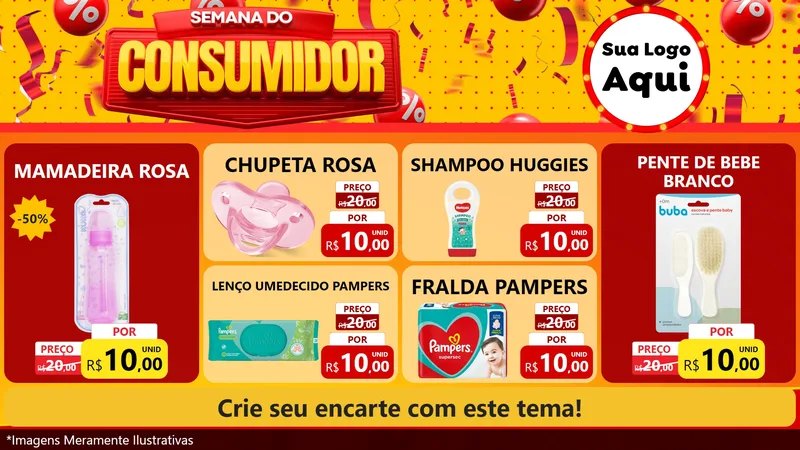 Modelo de TV para TV Horizontal com o tema Semana do Consumidor para Bebês
