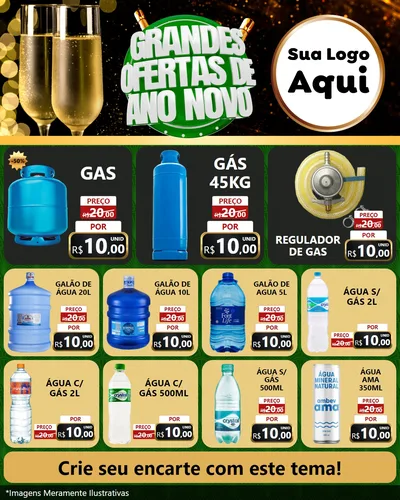 Modelo de Rede Social para Feed Instagram com o tema Grandes Ofertas de Ano Novo para Água e gás
