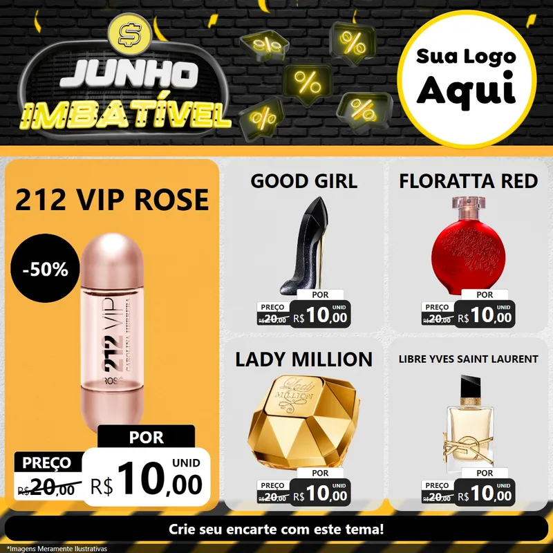 Modelo de Rede Social para Feed Facebook com o tema Junho Imbatível para Perfumes