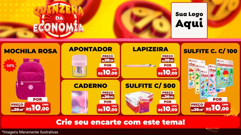 Modelo de TV para TV Horizontal com o tema Quinzena Da Economia para Papelaria