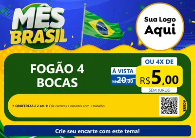 Modelo de Cartaz para Cartaz A4 Horizontal com o tema Mês do Brasil para Móveis e Eletro