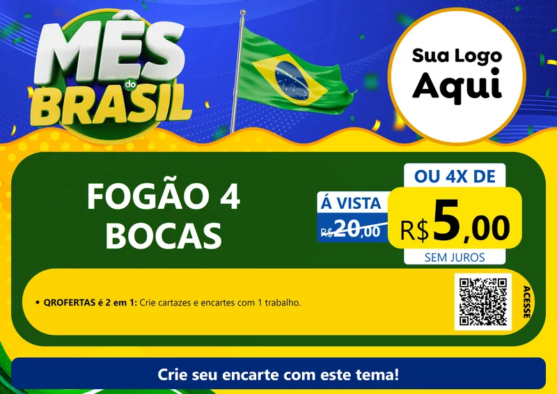 Modelo de Cartaz para Cartaz A4 Horizontal com o tema Mês do Brasil para Móveis e Eletro